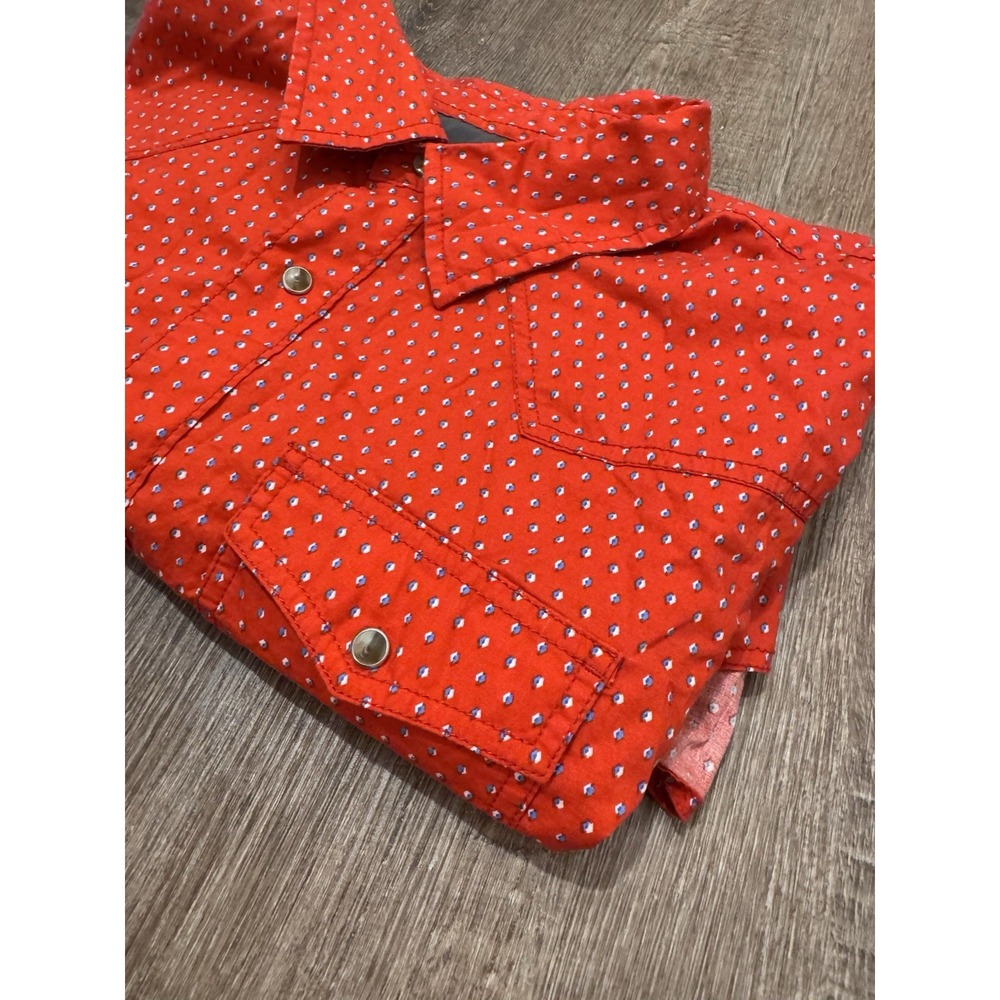 Wrangler 20X Western Shirt Mens XXL Red Geometric  Pearl Snap Flip Cuff Rodeo